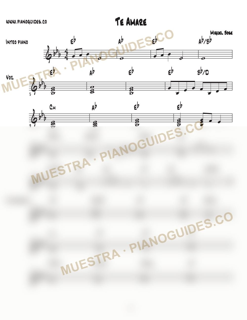 Primera página de la guía Te Amaré