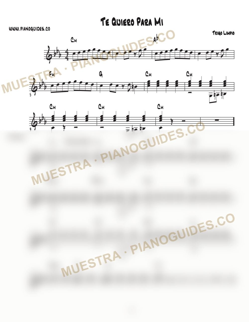 Primera página de la guía Te Quiero Para Mí