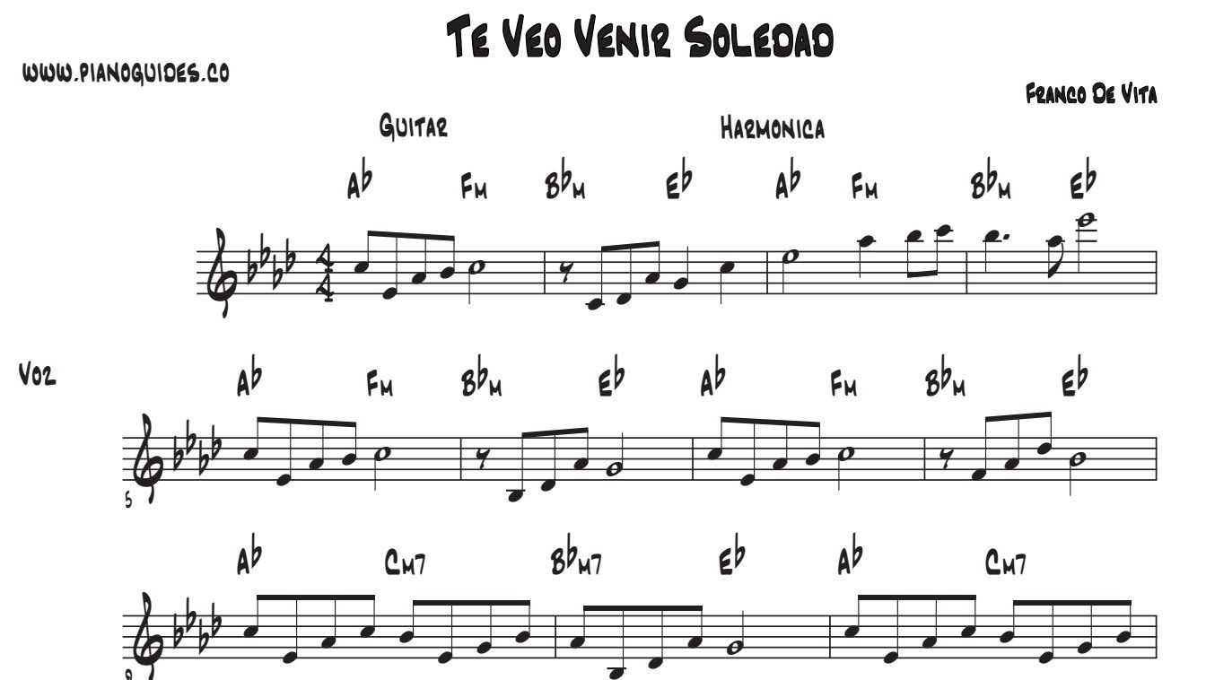 Título y primeras líneas de la guía de Te Veo Venir Soledad