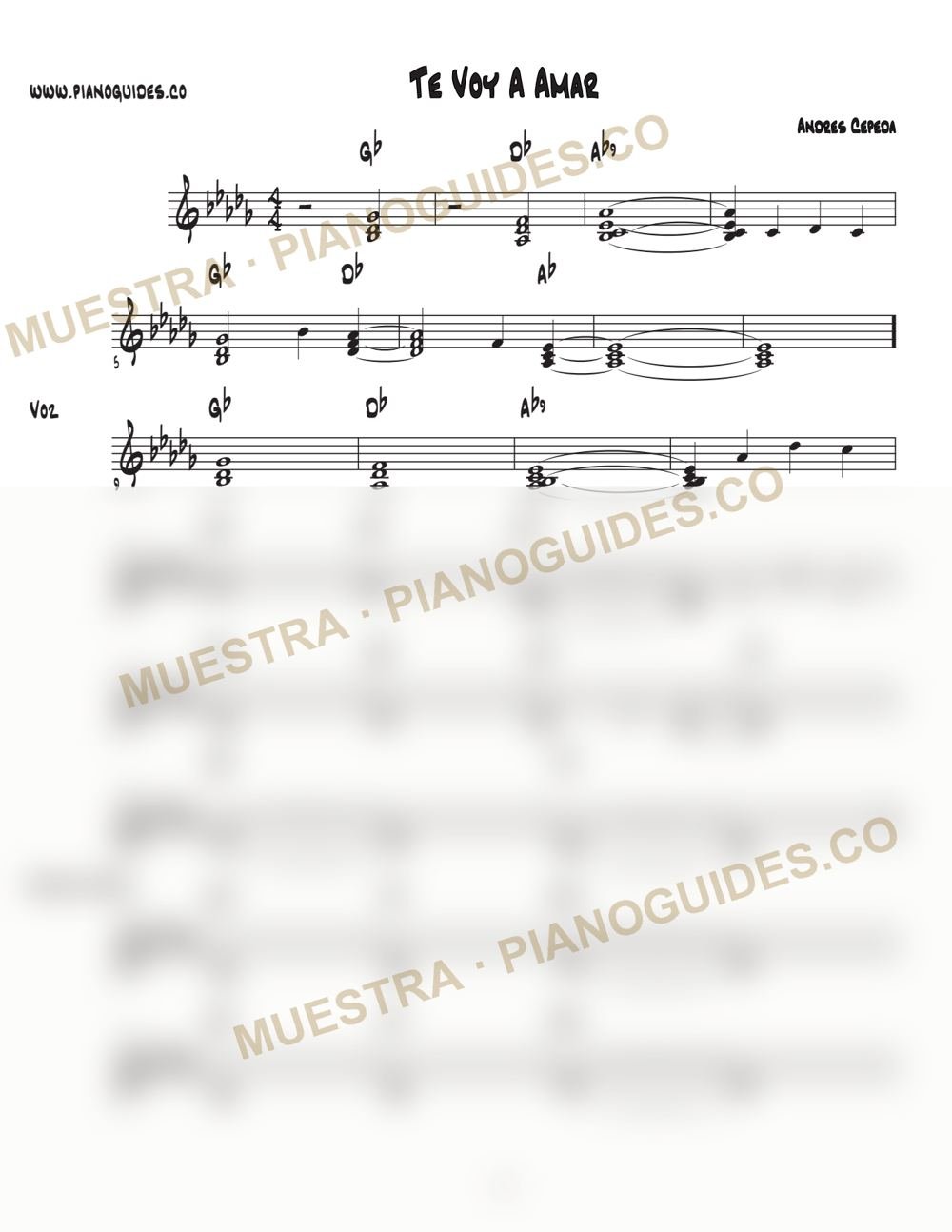 Primera página de la guía Te Voy A Amar