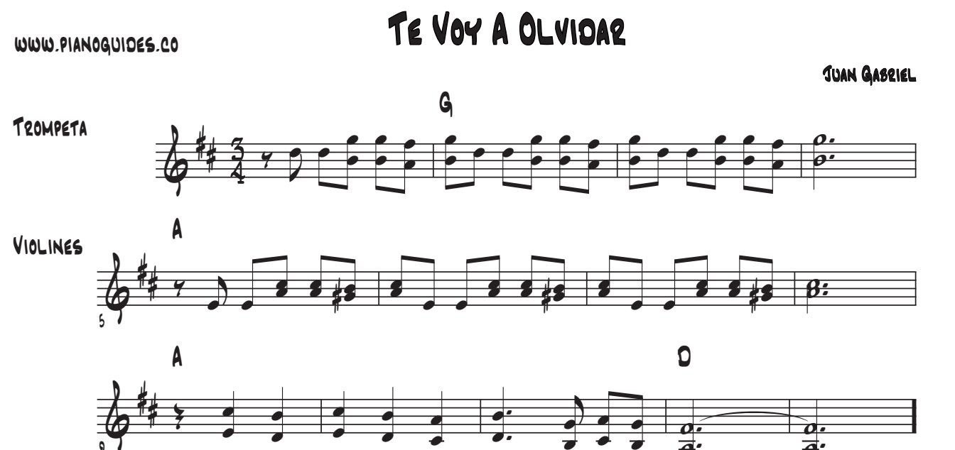Título y primeras líneas de la guía de Te Voy A Olvidar