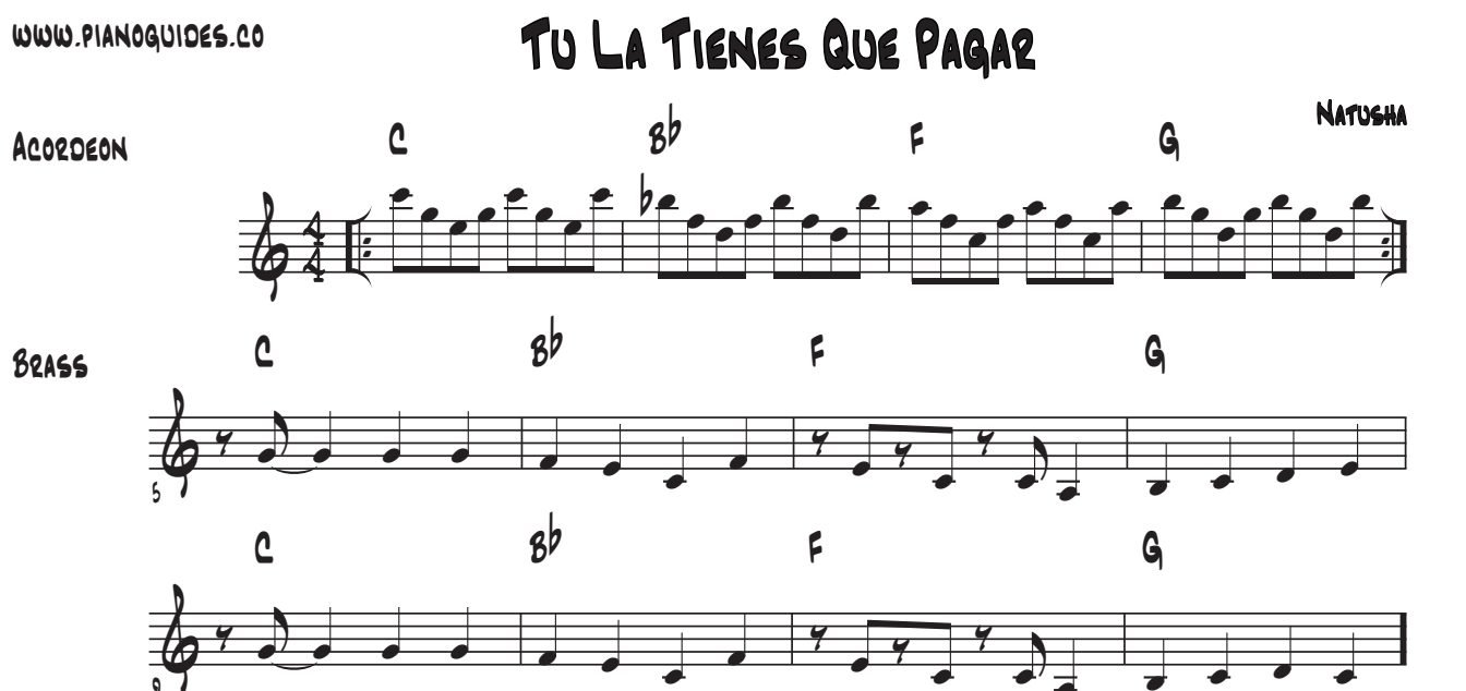 Título y tres primeras líneas de la guía de Tú La Tienes Que Pagar (Natusha)