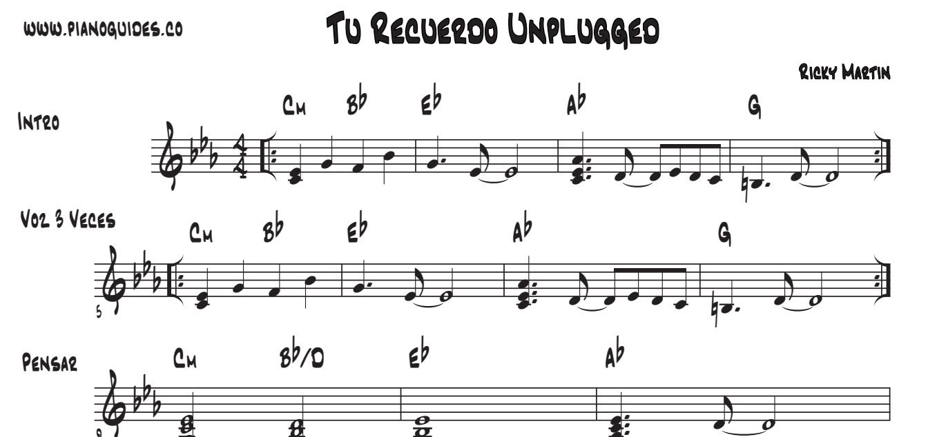 Título y primeras líneas de la guía de Tu Recuerdo (Unplugged)
