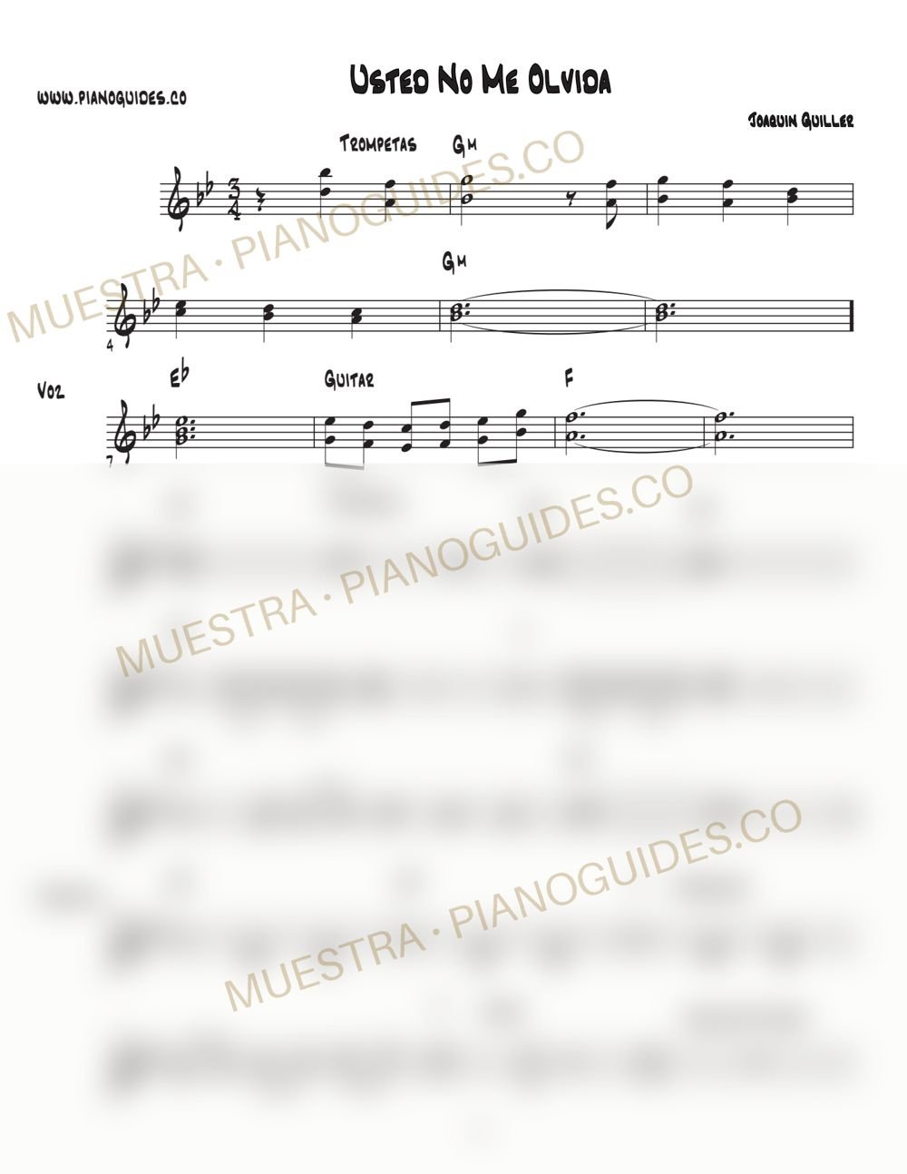 Primera página de la guía Usted No Me Olvida