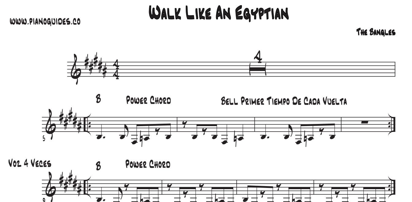 Título y primeras líneas de la guía de Walk Like An Egyptian