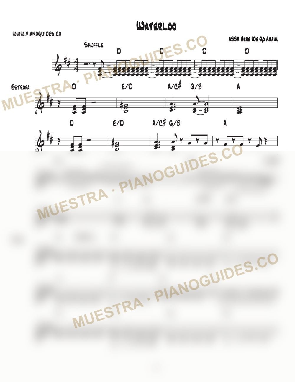 Primera página de la guía Waterloo (Here We Go Again)