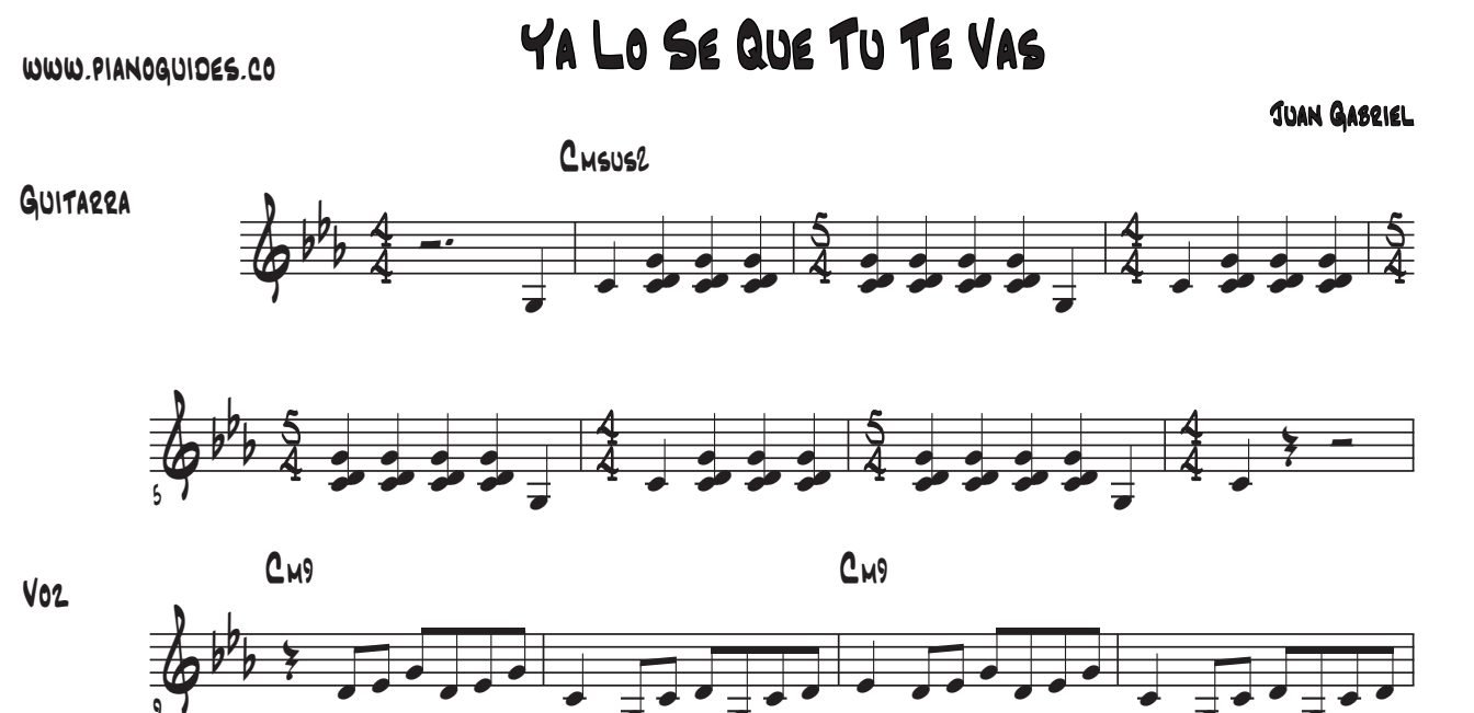 Título y primeras líneas de la guía de Ya Lo Sé Que Tú Te Vas