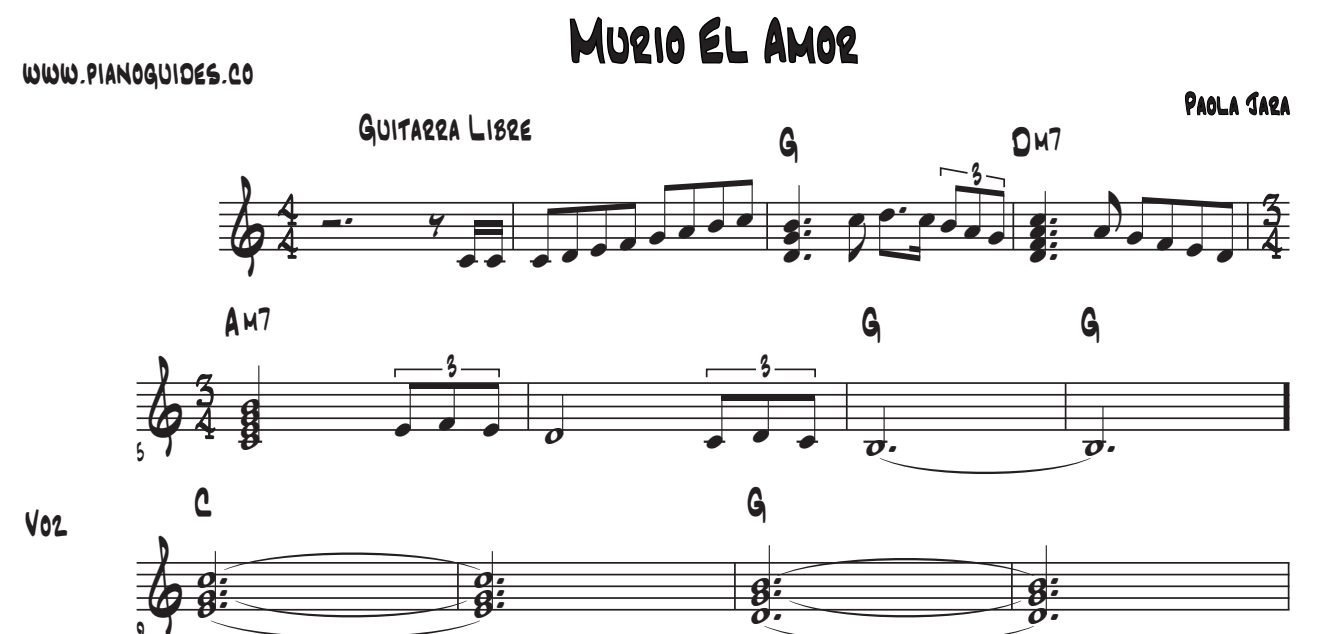 Título y primeras líneas de la guía de Murio El Amor